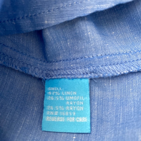 J. Mclaughlin Linen Blend Short Sleeve Shirt Blue Small - Picture 9 of 14